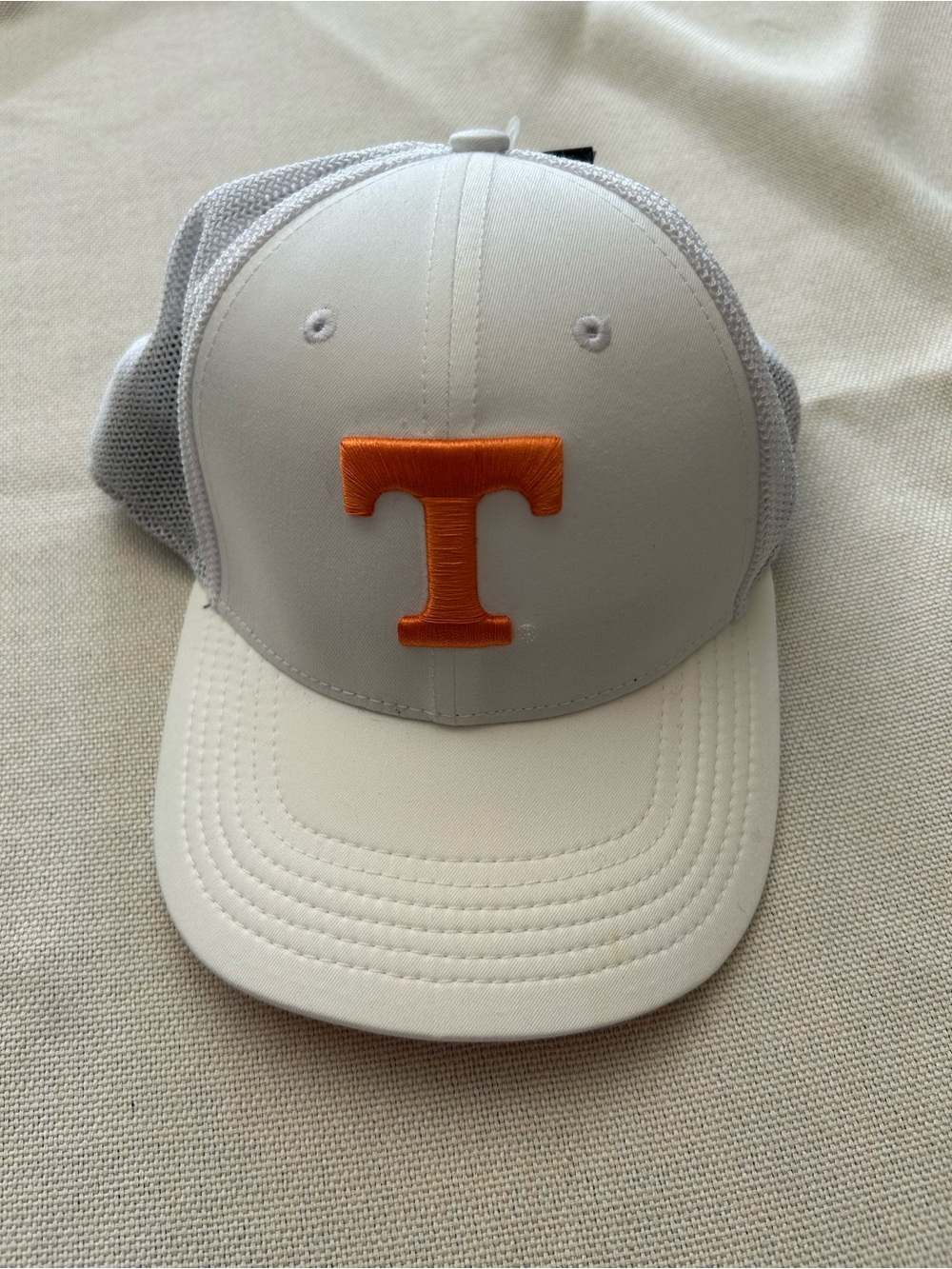 Nike Kids White Trucker Hat with Orange 'T' Embroidered Patch